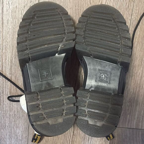 Dr Martens Audrick Nappa Leather Lux Platform Ankle Combat Boot Cobblestone Grey - Picture 6 of 8